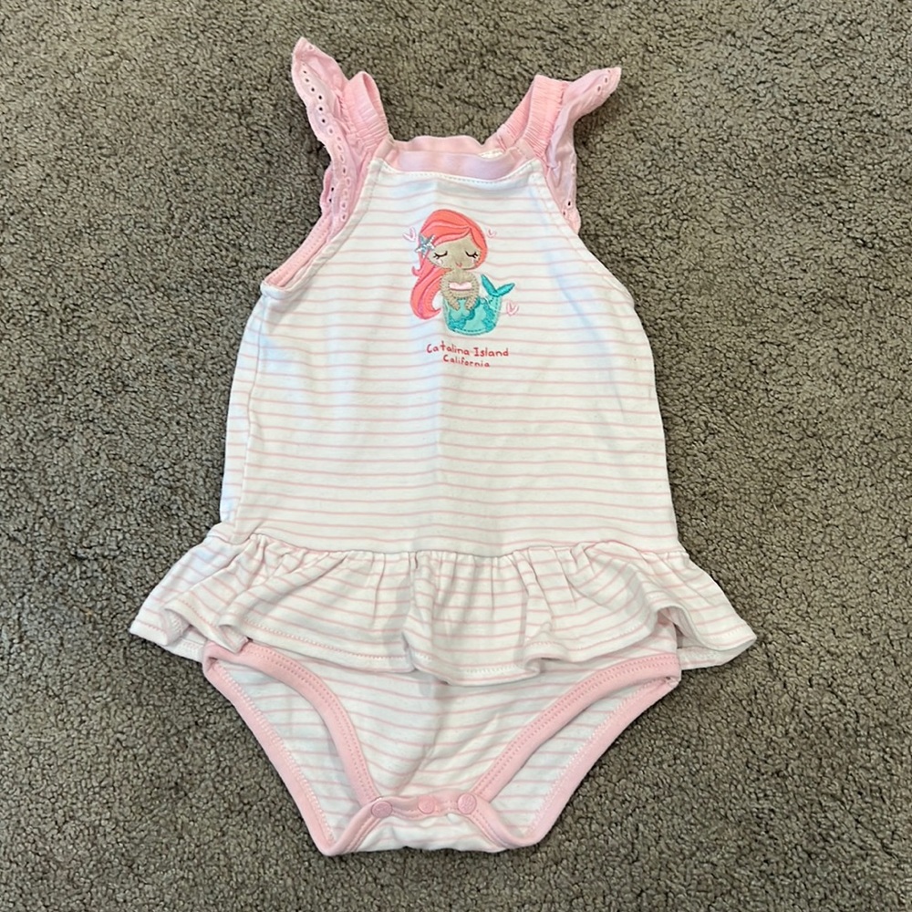 Catalina Island, California Pink Mermaid Sunsuit Onesie